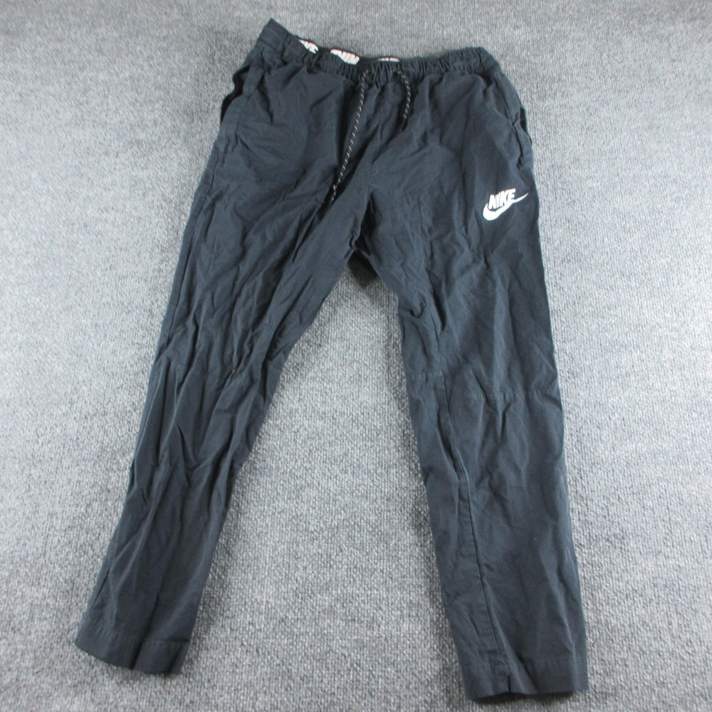 Nike Track Pants Womens M Black Woven Elastic Waist Drawstring Pockets Athletic